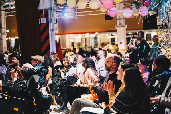 A group of people seated in the Social at Aviva Studios